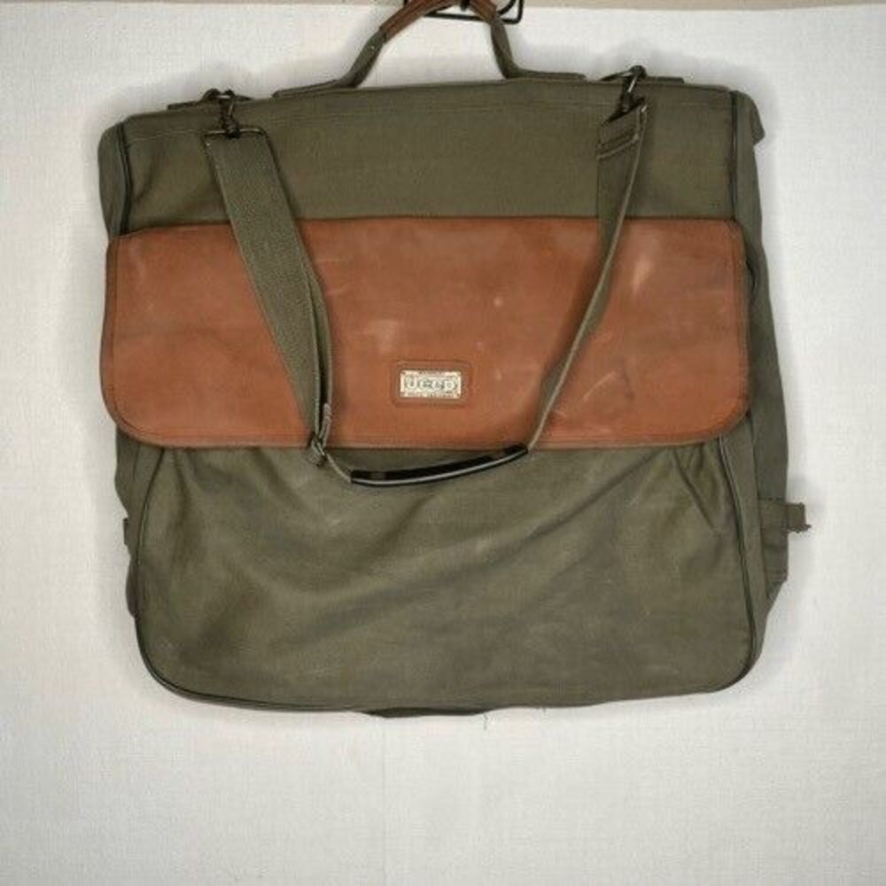 VTG JEEP Wrangler Canvas Travel Equipment Garment Bag‎ Men Size L Army Green/Tan